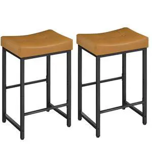 Bar Stools,25.4" Saddle Stools with PU Upholstery, Counter Height Stools with Footrest, Kitchen Breakfast Chairs, for Dining Room, Cafe, Bar, Brown and Black CB23BY01 Bar Stools,25.4" Saddle Stools with PU Upholstery, Counter Height Stools with Footrest, Kitchen Breakfast Chairs, for Dining Room, Cafe, Bar, Brown and Black CB23BY01