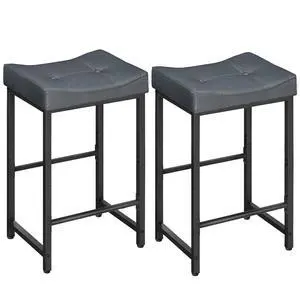 Barstools,25.4" Saddle Stools with PU Upholstery, Counter Height Stools with Footrest, Kitchen Breakfast Chairs, for Dining Room, Cafe, Bar, Gray and Black BGZ23BY01 Barstools,25.4" Saddle Stools with PU Upholstery, Counter Height Stools with Footrest, Kitchen Breakfast Chairs, for Dining Room, Cafe, Bar, Gray and Black BGZ23BY01