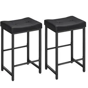 Bar Stools,25.4" Saddle Stools with PU Upholstery, Counter Height Stools with Footrest, Kitchen Breakfast Chairs, for Dining Room, Cafe, Bar, Black BB23BY01 Bar Stools,25.4" Saddle Stools with PU Upholstery, Counter Height Stools with Footrest, Kitchen Breakfast Chairs, for Dining Room, Cafe, Bar, Black BB23BY01