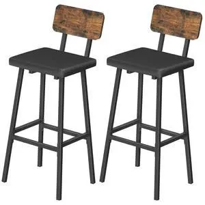Black Bar Stools, Set of 2 PU Upholstered Tall Bar Stools, Kitchen Breakfast Stools with Footrests, Bar Chairs, for Kitchen, Dining Room, Bar, Cafe, Rustic Brown and Black BF84BY01G2 Black Bar Stools, Set of 2 PU Upholstered Tall Bar Stools, Kitchen Breakfast Stools with Footrests, Bar Chairs, for Kitchen, Dining Room, Bar, Cafe, Rustic Brown and Black BF84BY01G2