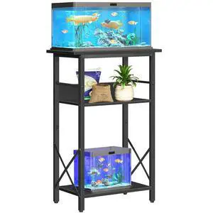 10 Gallon Aquarium Stand, 3-Tier Fish Tank Stand with Storage, Reptile Turtle Tank Stand with Metal Frame, 20.5" L x 11" W , Black BB52FT01 10 Gallon Aquarium Stand, 3-Tier Fish Tank Stand with Storage, Reptile Turtle Tank Stand with Metal Frame, 20.5" L x 11" W , Black BB52FT01