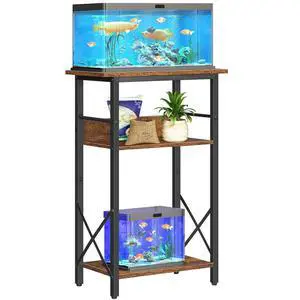 10 Gallon Aquarium Stand, 3-Tier Fish Tank Stand with Storage, Reptile Turtle Tank Stand with Metal Frame, 20.5" L x 11" W , Rustic Brown BF52FT01 10 Gallon Aquarium Stand, 3-Tier Fish Tank Stand with Storage, Reptile Turtle Tank Stand with Metal Frame, 20.5" L x 11" W , Rustic Brown BF52FT01