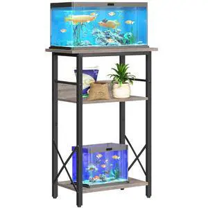 10 Gallon Aquarium Stand, 3-Tier Fish Tank Stand with Storage, Reptile Turtle Tank Stand with Metal Frame, 20.5" L x 11" W , Greige BG52FT01 10 Gallon Aquarium Stand, 3-Tier Fish Tank Stand with Storage, Reptile Turtle Tank Stand with Metal Frame, 20.5" L x 11" W , Greige BG52FT01