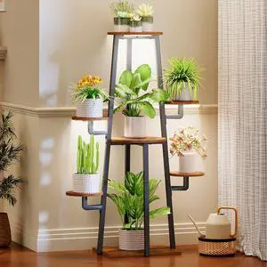 Plant Stand Indoor with Grow Lights, 7-Tier Plant Shelf for Multiple Indoor Plants, 47.2" Corner Plant Stand Organizer with Metal Frame, for Living Room, Balcony, Patio, Rustic Brown BF04DHJ01 Plant Stand Indoor with Grow Lights, 7-Tier Plant Shelf for Multiple Indoor Plants, 47.2" Corner Plant Stand Organizer with Metal Frame, for Living Room, Balcony, Patio, Rustic Brown BF04DHJ01