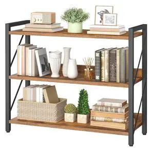 Bookshelf, 3-Tier Industrial Bookcase, Book Shelf Storage Organizer, Bookshelf with Metal Frame for Living Room, Bedroom, Home Office, Kitchen, Rustic Brown and Black BF718SJ01 Bookshelf, 3-Tier Industrial Bookcase, Book Shelf Storage Organizer, Bookshelf with Metal Frame for Living Room, Bedroom, Home Office, Kitchen, Rustic Brown and Black BF718SJ01