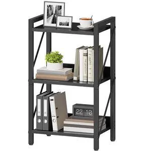 Bookshelf, 3-Tier Industrial Bookcase, Book Shelf Storage Organizer, Small Bookshelf with Metal Frame for Living Room, Bedroom, Home Office, Kitchen, Black BB71SJ01 Bookshelf, 3-Tier Industrial Bookcase, Book Shelf Storage Organizer, Small Bookshelf with Metal Frame for Living Room, Bedroom, Home Office, Kitchen, Black BB71SJ01