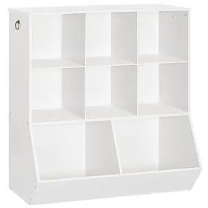 Kids Bookshelf, Toy Storage Organzier with 8 Cubicles, Bookcase Footboard, Bookshelf for Kids, for Playroom, Nursery, Bedroom, and School, White WT35CW01G1 Kids Bookshelf, Toy Storage Organzier with 8 Cubicles, Bookcase Footboard, Bookshelf for Kids, for Playroom, Nursery, Bedroom, and School, White WT35CW01G1