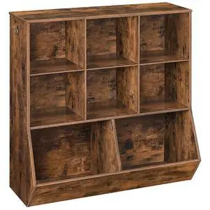 Kids Bookshelf, Toy Storage Cabinet, Kids Toy Organizer, 8 Cubicles, Bookcase Footboard, Bookshelf for Kids, for Playroom, Bedroom, Nursery, School, Rustic Brown FG35CW01G1 Kids Bookshelf, Toy Storage Cabinet, Kids Toy Organizer, 8 Cubicles, Bookcase Footboard, Bookshelf for Kids, for Playroom, Bedroom, Nursery, School, Rustic Brown FG35CW01G1