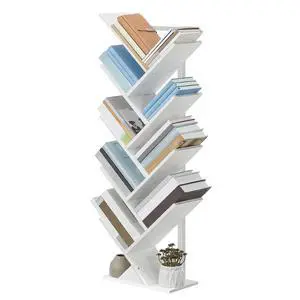 Tree Bookshelf, 9-Tier Bookcase Wooden Shelves, Floor Standing Storage Rack, for Display of CDs, Books in Living Room, Home Office, Wood Storage Rack for Bedroom, White WT08SJ01G1 Tree Bookshelf, 9-Tier Bookcase Wooden Shelves, Floor Standing Storage Rack, for Display of CDs, Books in Living Room, Home Office, Wood Storage Rack for Bedroom, White WT08SJ01G1