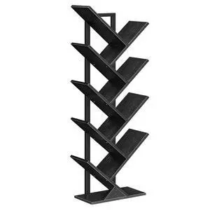Tree Bookshelf, 9-Tier Bookcase Wooden Shelves, Floor Standing Storage Rack, for Display of CDs, Books in Living Room, Home Office, Wood Storage Rack for Bedroom, Black BB08SJ01G1 Tree Bookshelf, 9-Tier Bookcase Wooden Shelves, Floor Standing Storage Rack, for Display of CDs, Books in Living Room, Home Office, Wood Storage Rack for Bedroom, Black BB08SJ01G1