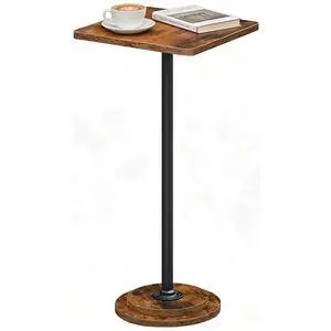 Drink Table, Small Square Side Table, Coffee Martini Table with Pedestal, Accent Nightstand for Small Spaces in Living Room, Bedroom, Sofa Couch, Corner, Rustic Brown BF171BZ01 Drink Table, Small Square Side Table, Coffee Martini Table with Pedestal, Accent Nightstand for Small Spaces in Living Room, Bedroom, Sofa Couch, Corner, Rustic Brown BF171BZ01