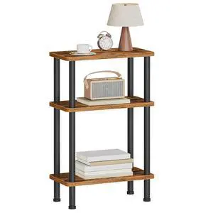 Narrow Side Table, 3-Tier Slim End Table No Tools Needed, Twist-On Assembly, Skinny Nightstand Sofa Storage Shelf for Living Room, Bedroom, Study, Rustic Brown and Black BF246BZ01N1 Narrow Side Table, 3-Tier Slim End Table No Tools Needed, Twist-On Assembly, Skinny Nightstand Sofa Storage Shelf for Living Room, Bedroom, Study, Rustic Brown and Black BF246BZ01N1