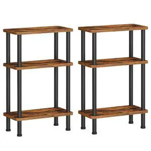 Narrow Side Table Set of 2, 3-Tier Slim End Table No Tools Needed, Twist-On Assembly, Skinny Nightstand Sofa Storage Shelf for Living Room, Bedroom, Study, Rustic Brown and Black BF246BZP201 Narrow Side Table Set of 2, 3-Tier Slim End Table No Tools Needed, Twist-On Assembly, Skinny Nightstand Sofa Storage Shelf for Living Room, Bedroom, Study, Rustic Brown and Black BF246BZP201