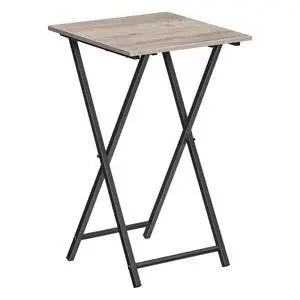 Folding TV Tray Table, Wooden TV Tray, Portable Sofa Side Snack Table, Industrial Desk for Small Spaces, Space-Saving, Easy to Install and Fold, Greige and Black BG27BZ01 Folding TV Tray Table, Wooden TV Tray, Portable Sofa Side Snack Table, Industrial Desk for Small Spaces, Space-Saving, Easy to Install and Fold, Greige and Black BG27BZ01