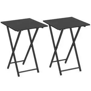 Folding TV Tray Table, Set of 2 Wooden TV Tray, Portable Sofa Side Snack Table, Industrial Desk for Small Spaces, Space-Saving, Easy to Install and Fold, Black BB27BZP201 Folding TV Tray Table, Set of 2 Wooden TV Tray, Portable Sofa Side Snack Table, Industrial Desk for Small Spaces, Space-Saving, Easy to Install and Fold, Black BB27BZP201