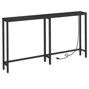 63" Narrow Console Table with Charging Station, 5.9" Slim Sofa Table Behind Couch, 2 AC Outlets & USB-C Ports, Long Entryway Tables for Small Spaces, Livingroom, Black BB165UXG01G1 63" Narrow Console Table with Charging Station, 5.9" Slim Sofa Table Behind Couch, 2 AC Outlets & USB-C Ports, Long Entryway Tables for Small Spaces, Livingroom, Black BB165UXG01G1
