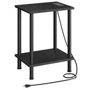 Side Table with Charging Station, End Table with USB Port and Outlets, Nightstand with 2-Layer Storage Shelves for Small Spaces, Living Room, Bedroom, Black BK09UBZ01 Side Table with Charging Station, End Table with USB Port and Outlets, Nightstand with 2-Layer Storage Shelves for Small Spaces, Living Room, Bedroom, Black BK09UBZ01