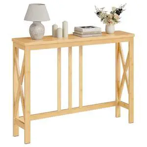 Narrow Console Table, Sofa Table for Entrance, 39.4" Long Entryway Behind Couch Table, Bamboo Hallway Table, Entryway Table, for Living Room, Foyer, Natural YL107XG01 Narrow Console Table, Sofa Table for Entrance, 39.4" Long Entryway Behind Couch Table, Bamboo Hallway Table, Entryway Table, for Living Room, Foyer, Natural YL107XG01