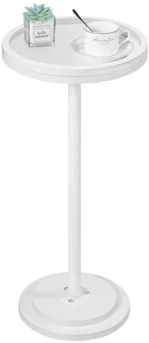 Small Round Side Table, Drink Table, Coffee Martini Table with Pedestal Accent for Small Spaces in Living Room, Bedroom, Sofa Couch, White WW168BZ01 Small Round Side Table, Drink Table, Coffee Martini Table with Pedestal Accent for Small Spaces in Living Room, Bedroom, Sofa Couch, White WW168BZ01
