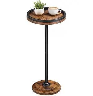 Small Round Side Table, Drink Table, Coffee Martini Table with Pedestal Accent for Small Spaces in Living Room, Bedroom, Sofa Couch, Rustic Brown BF168BZ01 Small Round Side Table, Drink Table, Coffee Martini Table with Pedestal Accent for Small Spaces in Living Room, Bedroom, Sofa Couch, Rustic Brown BF168BZ01