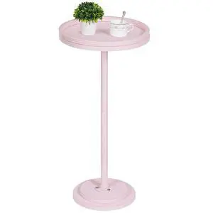Small Round Side Table, Drink Table, Coffee Martini Table with Pedestal Accent for Small Spaces in Living Room, Bedroom, Sofa Couch, Pink KK168BZ01 Small Round Side Table, Drink Table, Coffee Martini Table with Pedestal Accent for Small Spaces in Living Room, Bedroom, Sofa Couch, Pink KK168BZ01