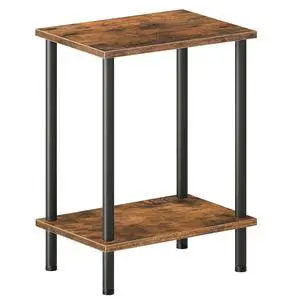 End Table, Small Side Table, Nightstand with 2-Layer Storage Shelves, Sofa Table for Small Spaces, Living Room, Bedroom, Stable Frame, Easy Assembly, Rustic Brown BF09BZ01 End Table, Small Side Table, Nightstand with 2-Layer Storage Shelves, Sofa Table for Small Spaces, Living Room, Bedroom, Stable Frame, Easy Assembly, Rustic Brown BF09BZ01