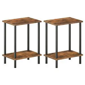 End Tables Set of 2, Small Side Table, Nightstand with 2-Layer Storage Shelves, Sofa Table for Small Spaces, Living Room, Bedroom, Stable Frame, Easy Assembly, Rustic Brown BF09BZP201 End Tables Set of 2, Small Side Table, Nightstand with 2-Layer Storage Shelves, Sofa Table for Small Spaces, Living Room, Bedroom, Stable Frame, Easy Assembly, Rustic Brown BF09BZP201