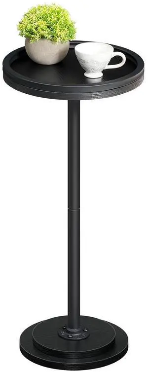 Small Round Side Table, Drink Table, Coffee Martini Table with Pedestal Accent for Small Spaces in Living Room, Bedroom, Sofa Couch, Black BB168BZ01 Small Round Side Table, Drink Table, Coffee Martini Table with Pedestal Accent for Small Spaces in Living Room, Bedroom, Sofa Couch, Black BB168BZ01