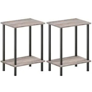 End Tables Set of 2, Small Side Table, Nightstand with 2-Layer Storage Shelves, Sofa Table for Small Spaces, Living Room, Bedroom, Stable Frame, Easy Assembly, Greige and Black BG09BZP201 End Tables Set of 2, Small Side Table, Nightstand with 2-Layer Storage Shelves, Sofa Table for Small Spaces, Living Room, Bedroom, Stable Frame, Easy Assembly, Greige and Black BG09BZP201
