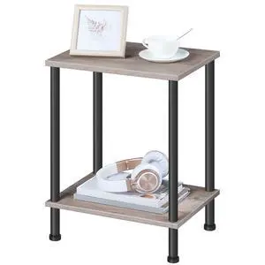 End Table, Small Side Table, Nightstand with 2-Layer Storage Shelves, Sofa Table for Small Spaces, Living Room, Bedroom, Stable Frame, Easy Assembly, Greige and Black BG09BZ01 End Table, Small Side Table, Nightstand with 2-Layer Storage Shelves, Sofa Table for Small Spaces, Living Room, Bedroom, Stable Frame, Easy Assembly, Greige and Black BG09BZ01