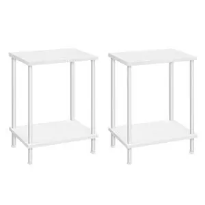 End Tables Set of 2, Small Side Table, Nightstand with 2-Layer Storage Shelves, Sofa Table for Small Spaces, Living Room, Bedroom, Stable Frame, Easy Assembly, White WW09BZP201 End Tables Set of 2, Small Side Table, Nightstand with 2-Layer Storage Shelves, Sofa Table for Small Spaces, Living Room, Bedroom, Stable Frame, Easy Assembly, White WW09BZP201