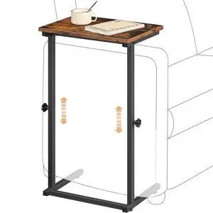 C Shaped End Table, Adjustable Height Sofa Side Table, Slide Under Couch Table, C Shaped Side Table for Small Spaces, for Living Room, Bedroom, Rustic Brown BF71SF01 C Shaped End Table, Adjustable Height Sofa Side Table, Slide Under Couch Table, C Shaped Side Table for Small Spaces, for Living Room, Bedroom, Rustic Brown BF71SF01