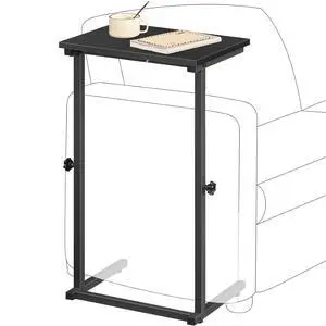 C Shaped End Table, Adjustable Height Sofa Side Table, Slide Under Couch Table, C Shaped Side Table for Small Spaces, for Living Room, Bedroom, Black BB71SF01 C Shaped End Table, Adjustable Height Sofa Side Table, Slide Under Couch Table, C Shaped Side Table for Small Spaces, for Living Room, Bedroom, Black BB71SF01