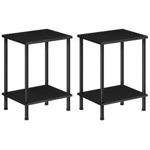 End Table Set of 2, Small Side Table, Nightstand with 2-Layer Storage Shelves, Sofa Table for Small Spaces, Living Room, Bedroom, Stable Frame, Easy Assembly, Black BB09BZP201 End Table Set of 2, Small Side Table, Nightstand with 2-Layer Storage Shelves, Sofa Table for Small Spaces, Living Room, Bedroom, Stable Frame, Easy Assembly, Black BB09BZP201