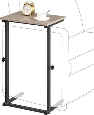 C Shaped End Table, Adjustable Height Sofa Side Table, Slide Under Couch Table, C Shaped Side Table for Small Spaces, for Living Room, Bedroom, Greige and Black BG71SF01 C Shaped End Table, Adjustable Height Sofa Side Table, Slide Under Couch Table, C Shaped Side Table for Small Spaces, for Living Room, Bedroom, Greige and Black BG71SF01