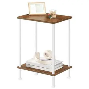 End Tables, Small Side Table, Nightstand with 2-Layer Storage Shelves, Sofa Table for Small Spaces, Living Room, Bedroom, Stable Frame, Easy Assembly, Walnut and White WH09BZ01 End Tables, Small Side Table, Nightstand with 2-Layer Storage Shelves, Sofa Table for Small Spaces, Living Room, Bedroom, Stable Frame, Easy Assembly, Walnut and White WH09BZ01