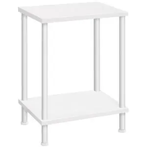 End Table, Small Side Table, Nightstand with 2-Layer Storage Shelves, Sofa Table for Small Spaces, Living Room, Bedroom, Stable Frame, Easy Assembly, White WW09BZ01 End Table, Small Side Table, Nightstand with 2-Layer Storage Shelves, Sofa Table for Small Spaces, Living Room, Bedroom, Stable Frame, Easy Assembly, White WW09BZ01