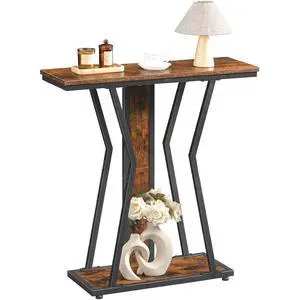 Narrow Console Table, 29.5" Small Entryway Table with Storage, 2-Tier Sofa Table Behind Couch, Modern Style, for Living Room, Hallway, Foyer, Bedroom, Rustic Brown and Black BF66XG01 Narrow Console Table, 29.5" Small Entryway Table with Storage, 2-Tier Sofa Table Behind Couch, Modern Style, for Living Room, Hallway, Foyer, Bedroom, Rustic Brown and Black BF66XG01
