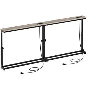 Narrow Console Table Set of 2 with Charging Station, Adjustable Height Sofa Table (25''-32.9''), Slim Behind Couch Table for Small Spaces, Entryway, 78.8" Greige and Black BG95UXGP201 Narrow Console Table Set of 2 with Charging Station, Adjustable Height Sofa Table (25''-32.9''), Slim Behind Couch Table for Small Spaces, Entryway, 78.8" Greige and Black BG95UXGP201