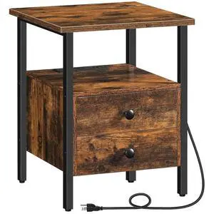 End Table with Charging Station, Bedside Table with 2 Drawer & USB Port & Type-C Port, Nightstand for Small Spaces, Stable and Sturdy, for Living Room, Rustic Brown BF43UBZ01 End Table with Charging Station, Bedside Table with 2 Drawer & USB Port & Type-C Port, Nightstand for Small Spaces, Stable and Sturdy, for Living Room, Rustic Brown BF43UBZ01
