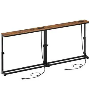 Narrow Console Table Set of 2 with Charging Station, Adjustable Height Sofa Table (25''-32.9''), Slim Behind Couch Table for Small Spaces, Entryway, Living Room, 78.8" Rustic Brown BF95UXGP201 Narrow Console Table Set of 2 with Charging Station, Adjustable Height Sofa Table (25''-32.9''), Slim Behind Couch Table for Small Spaces, Entryway, Living Room, 78.8" Rustic Brown BF95UXGP201