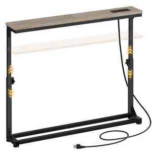 Narrow Console Table with Charging Station, Adjustable Height Sofa Table (25''-32.9''), Slim Behind Couch Table for Small Spaces, Entryway, Living Room, 39.4" Greige BG95UXG01 Narrow Console Table with Charging Station, Adjustable Height Sofa Table (25''-32.9''), Slim Behind Couch Table for Small Spaces, Entryway, Living Room, 39.4" Greige BG95UXG01