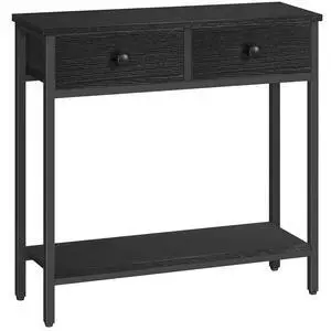 29.5" Narrow Console Table with 2 Fabric Drawers, Small Entryway Table with 2-Tier Storage Shelves, Sofa Table, Behind Couch Table, for Living Room, Hallway, Black BB71XG01 29.5" Narrow Console Table with 2 Fabric Drawers, Small Entryway Table with 2-Tier Storage Shelves, Sofa Table, Behind Couch Table, for Living Room, Hallway, Black BB71XG01