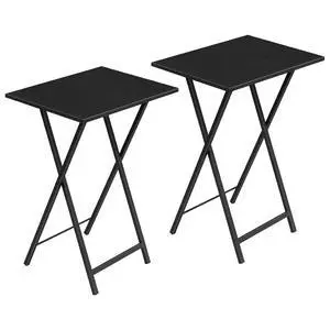 Folding TV Tray Tables, Set of 2 Side Tables for Small Space, Industrial Snack Desk for Eating at Couch, Stable Metal Frame, Easy Assembly, Space Saving, Black BK25BZ01 Folding TV Tray Tables, Set of 2 Side Tables for Small Space, Industrial Snack Desk for Eating at Couch, Stable Metal Frame, Easy Assembly, Space Saving, Black BK25BZ01