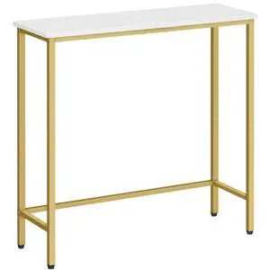 Narrow Console Table, 29.5" Small Entryway Table, Thin Sofa Table, Side Table, Display Table, for Hallway, Bedroom, Living Room, Foyer, White and Gold DW75XG01 Narrow Console Table, 29.5" Small Entryway Table, Thin Sofa Table, Side Table, Display Table, for Hallway, Bedroom, Living Room, Foyer, White and Gold DW75XG01