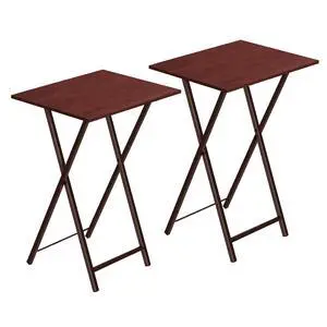 Folding TV Tray Tables, Set of 2 Side Table for Small Space, Industrial Snack Tables for Eating at Couch, Stable Metal Frame, Easy Assembly, Space Saving, Brown BR25BZ01 Folding TV Tray Tables, Set of 2 Side Table for Small Space, Industrial Snack Tables for Eating at Couch, Stable Metal Frame, Easy Assembly, Space Saving, Brown BR25BZ01