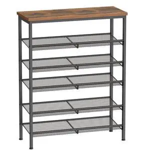 Shoe Rack for Entryway, 6-Tier Shoe Organizer with Adjustable Mesh Shelves, 18-24 Pairs of Shoes, Spacious Floor Mount, Metal, Industrial, Shoe Shelf for Closet, Rustic Brown BF60XJ01 Shoe Rack for Entryway, 6-Tier Shoe Organizer with Adjustable Mesh Shelves, 18-24 Pairs of Shoes, Spacious Floor Mount, Metal, Industrial, Shoe Shelf for Closet, Rustic Brown BF60XJ01