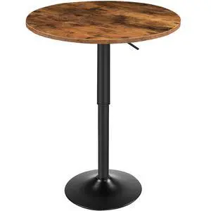 Bar Table, Height-Adjustable Round Pub Table 27-35.4 Inches with Sturdy Base, Modern Style, Easy to Assemble, Suitable for Small Space, Rustic and Black BF58BT01G1 Bar Table, Height-Adjustable Round Pub Table 27-35.4 Inches with Sturdy Base, Modern Style, Easy to Assemble, Suitable for Small Space, Rustic and Black BF58BT01G1
