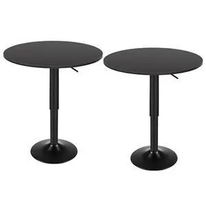 2 Pcs Bar Table, Height-Adjustable Round Pub Table 27-35.4 Inches with Sturdy Base, Modern Style Bar Table Easy Assembly with Metal Base for Pub, Party and Small Places, Black BK58BTP201G1N1 2 Pcs Bar Table, Height-Adjustable Round Pub Table 27-35.4 Inches with Sturdy Base, Modern Style Bar Table Easy Assembly with Metal Base for Pub, Party and Small Places, Black BK58BTP201G1N1
