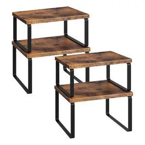 Cabinet Organizer Shelf, Set of 4, Kitchen Countertop Organizer, Kitchen Countertop Shelf, Spice Rack for Counter, Stackable, Expandable for Cabinet, Kitchen, Rustic Brown and Black BF33TLP201 Cabinet Organizer Shelf, Set of 4, Kitchen Countertop Organizer, Kitchen Countertop Shelf, Spice Rack for Counter, Stackable, Expandable for Cabinet, Kitchen, Rustic Brown and Black BF33TLP201